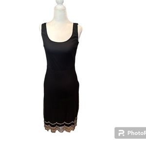 Betsy Johnson Vintage Black Dress with Floral Trim Size S
